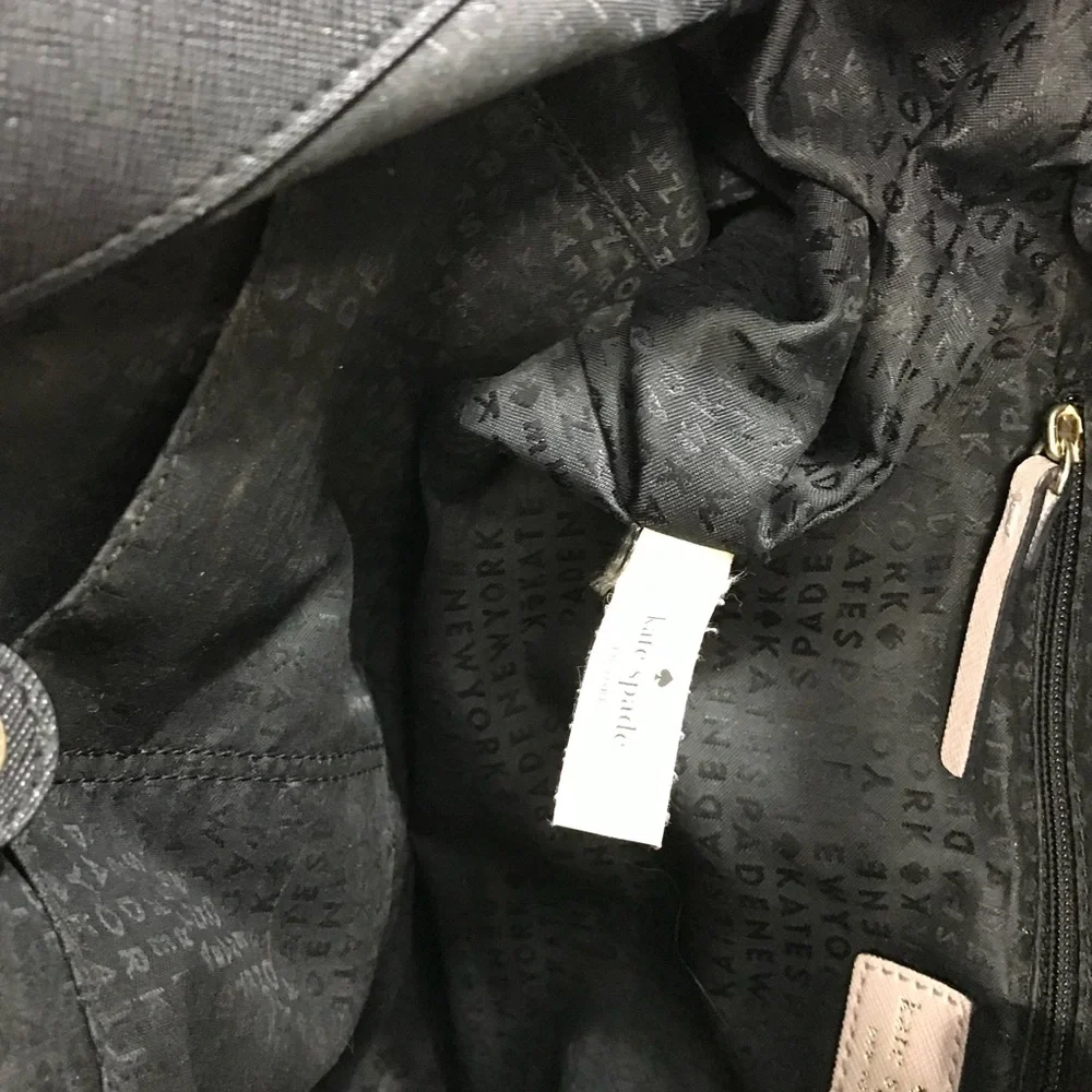 kate spade Large Black Satchel with Beige Bow Trim